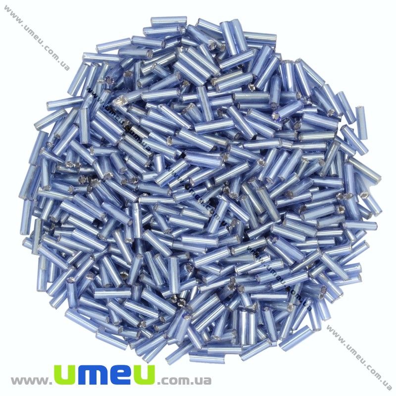 Бисер китайский стеклярус, 6 мм, Серо-голубой блестящий (BIS-012060)