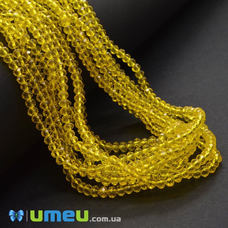 Намистини ронделі, 3,5х3 мм, Жовті (BUS-049213)