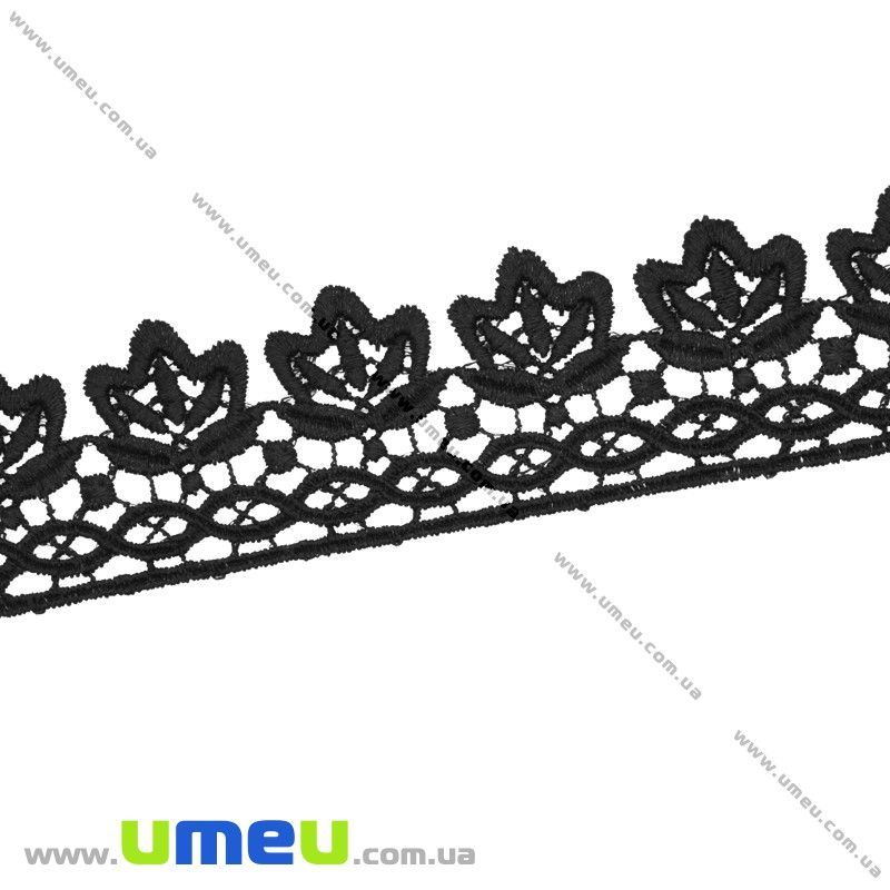 Мереживо плетене, 37 мм, Чорне (LEN-011904)