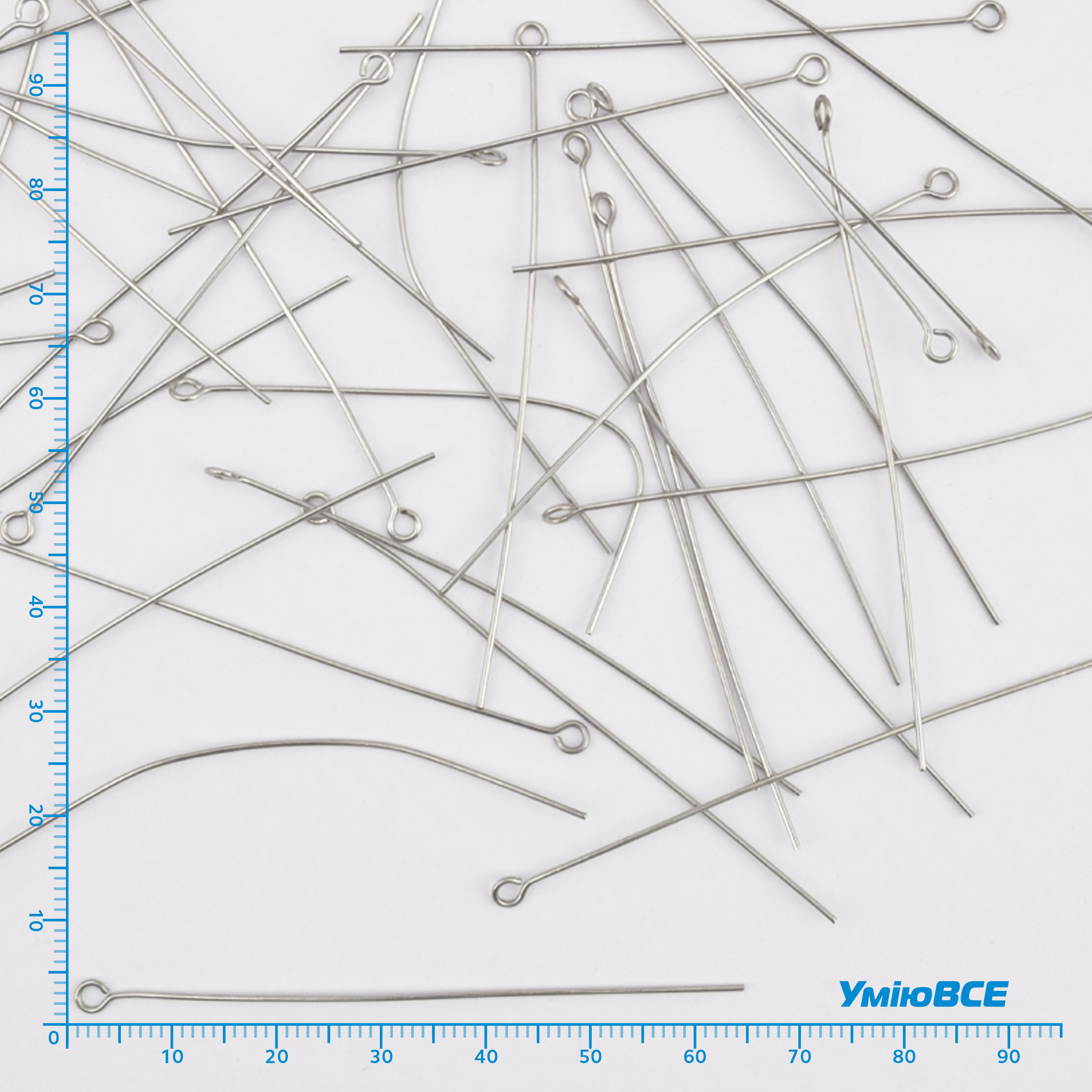 Булавки із нерж. сталі, 65 мм, Темне срібло (STL-056224)