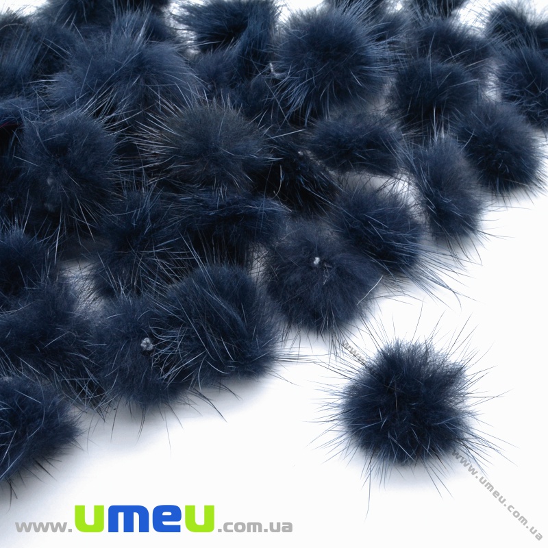 Помпон норковий 2-2,5 см, Синій темний (DIF-036118)