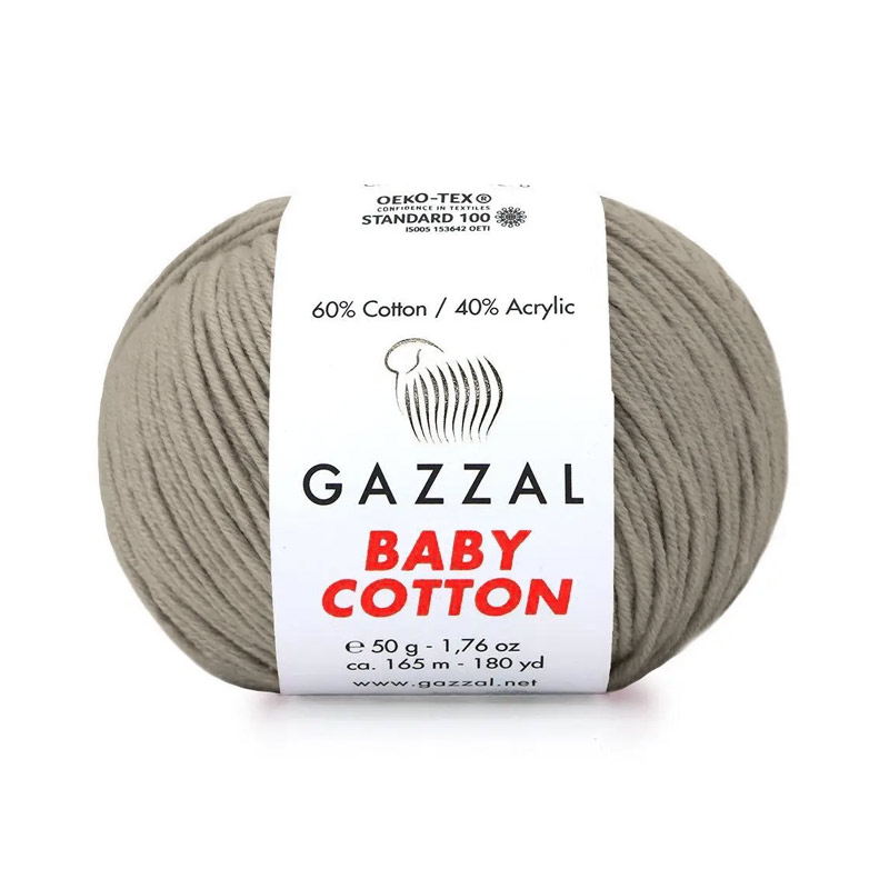 Пряжа Gazzal Baby Cotton №3464, 50 г, 165 м, Бежевая (YAR-060774)