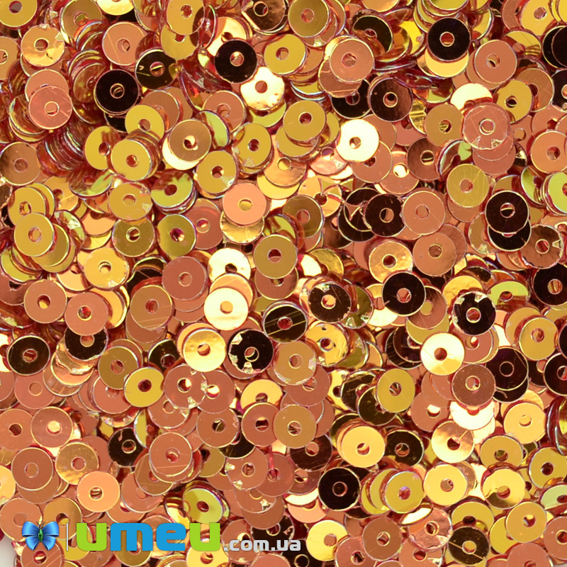 Пайетки Индия круглые плоские, 4 мм, Оранжевые (PAI-041800)