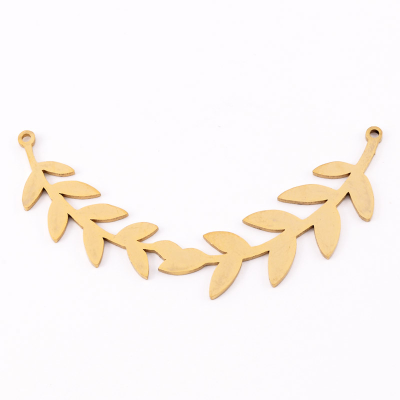 Конектор з нерж. сталі Листочки, 56х27 мм, Золото (STL-055479)