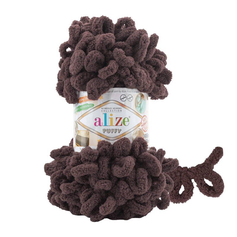 Пряжа Alize Puffy 100 г, 9,2 м, Шоколадная 534 (YAR-056686)