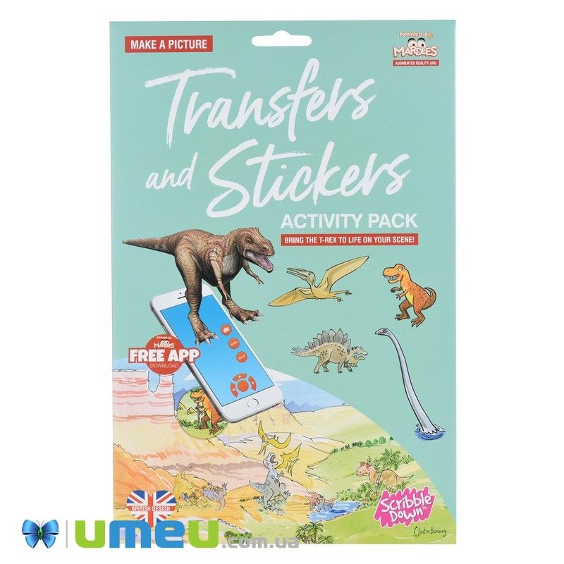 Набір перевідних наклейок Scribble Down з онлайн додатком Динозаври (DIF-043420)