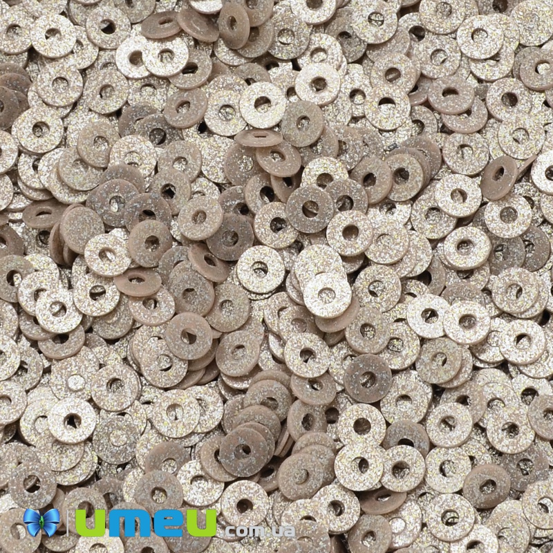 Пайетки Индия круглые плоские, 3 мм, Бежевые (PAI-037616)