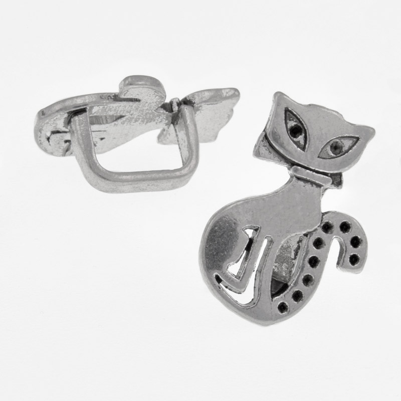 Бусины мет. Кот, 22х16 мм, Античное серебро (BUS-010287)