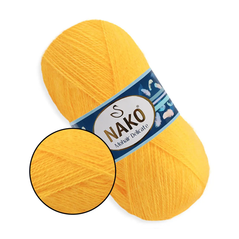 Пряжа Nako Mohair Delicate №6142, 100 г, 500 м, Жовта (YAR-060789)
