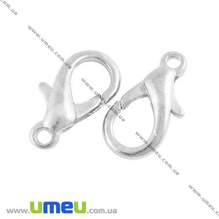 Замок-карабин, 14х8 мм, Светлое серебро (ZAM-007597)