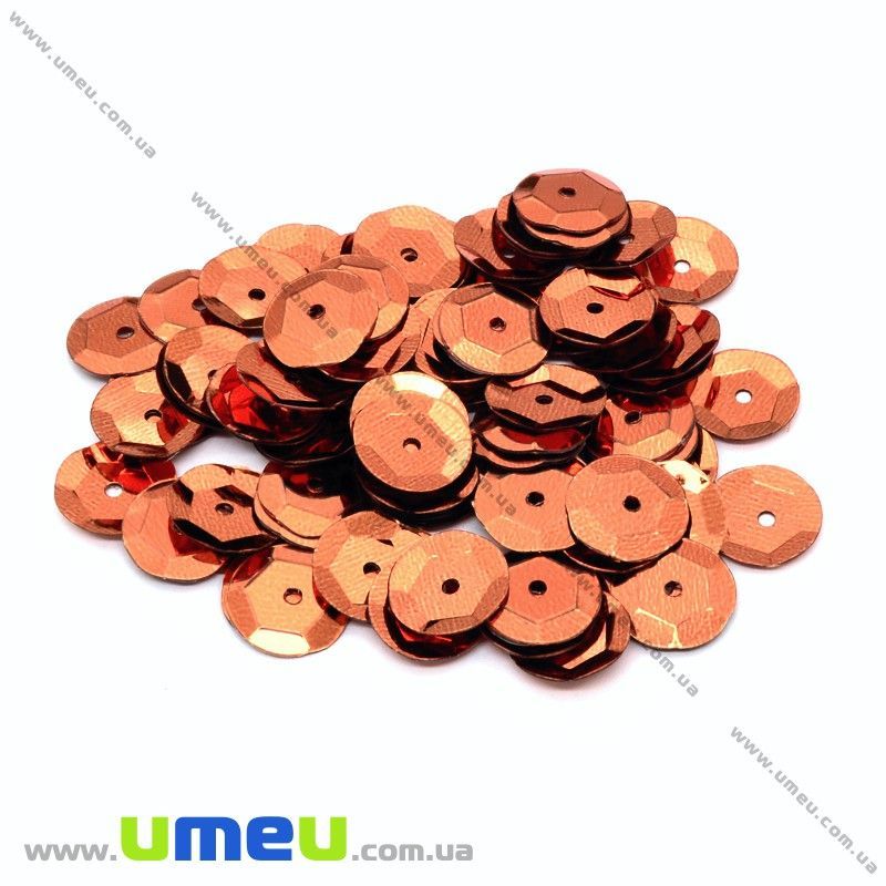 Пайетки Китай круглые граненые, 10 мм, Терракотовые (PAI-031976)