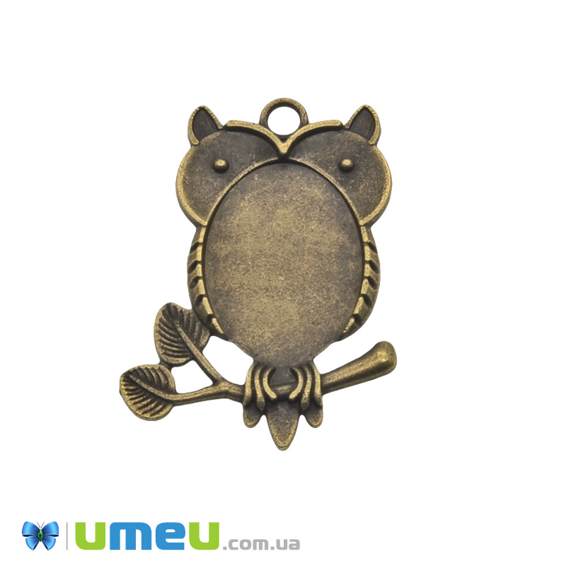 Основа овальна Сова, 43х30 мм, 25х18 мм, Антична бронза (OSN-049458)