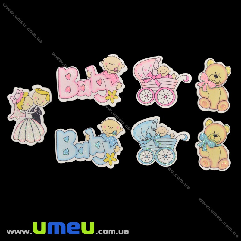 Декоративний дерев'яний елемент Наречений і Наречена, 42х30 мм (DIF-022382)