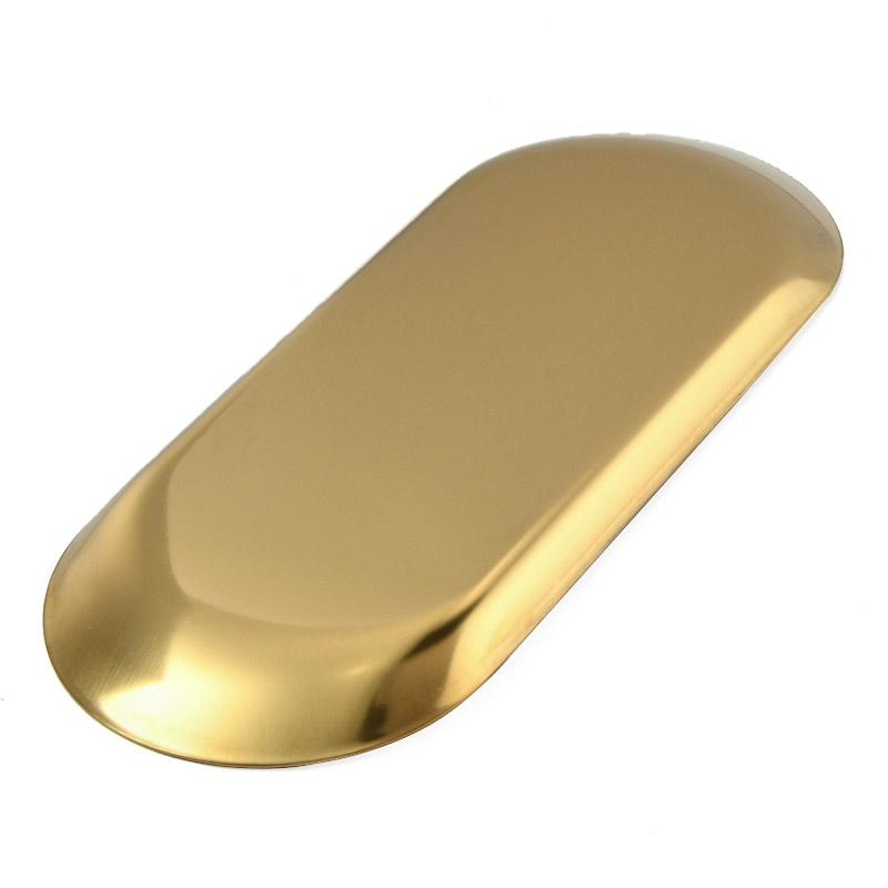 Декоративная тарелка из нержавеющей стали Овальная, 230х90х10 мм, Золото (INS-051985)
