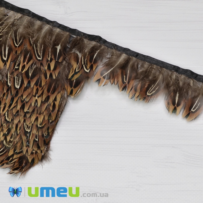 Перья фазана на ленте, 4-6 см, Коричневые натуральные (PER-038978)