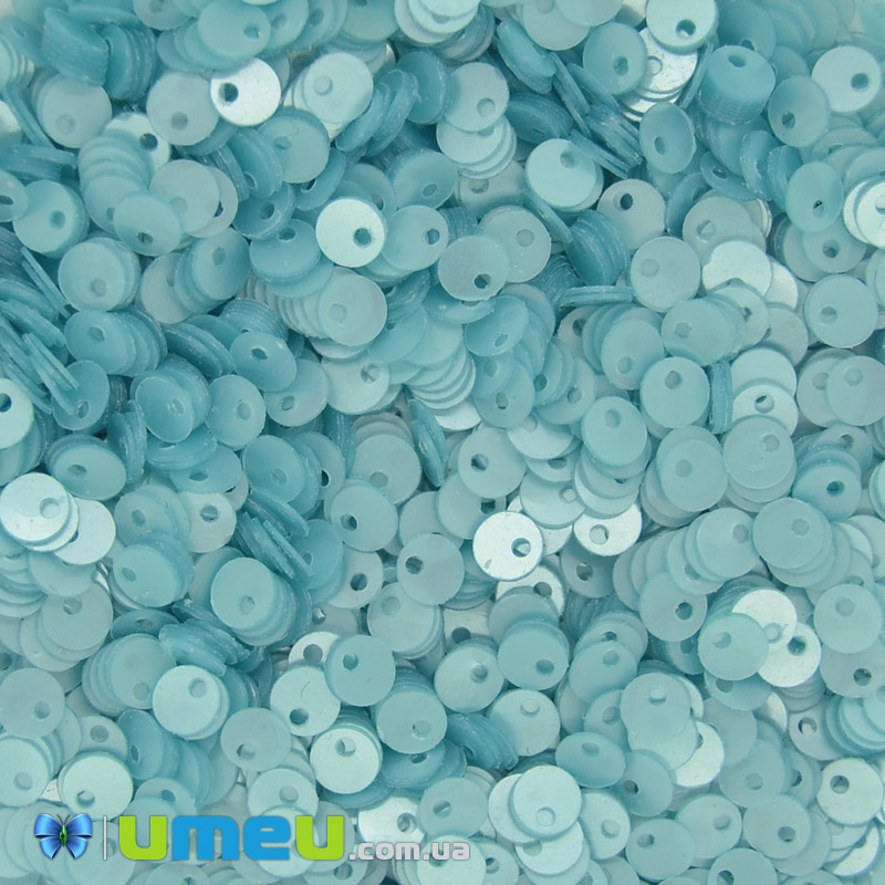 Пайетки Индия круглые плоские (смещённое отверстие), 4 мм, Бирюзовые (PAI-041819)