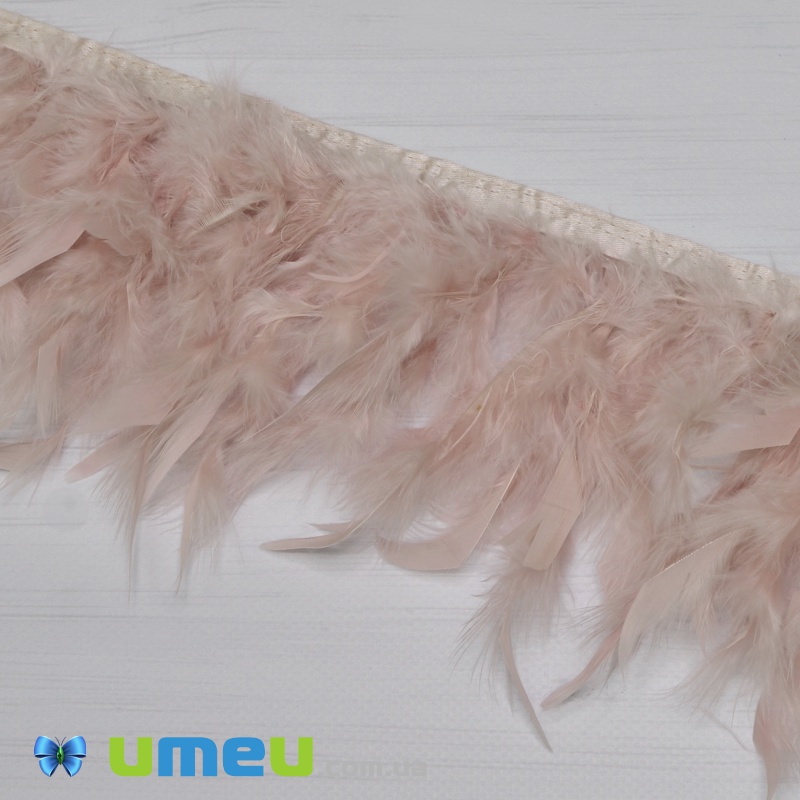 Перья индейки на ленте, 10-15 см, Пудровые (PER-038940)