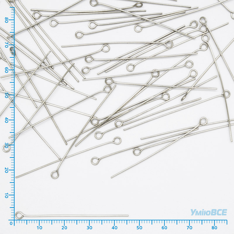 Булавки из нерж. стали, 45 мм, Темное серебро (STL-056222)