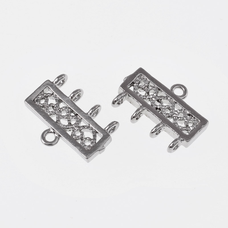 Коннектор металлический на 4 отверстия (двухстор.), 15х11 мм, Темное серебро (KON-055457)