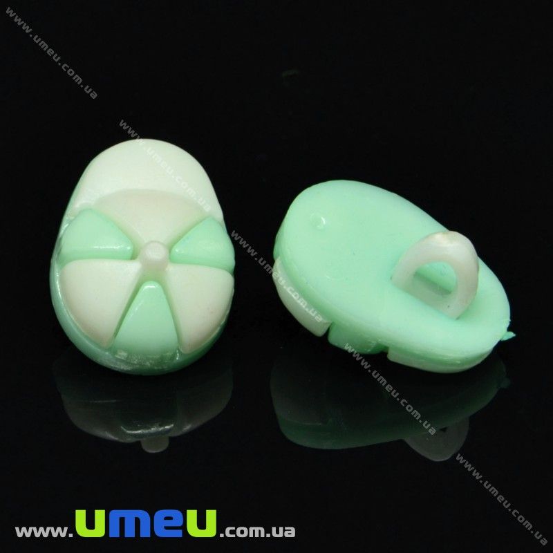 Пуговица пластиковая на ножке Кепка, 15х11 мм, Бирюзовая светлая (PUG-017736)