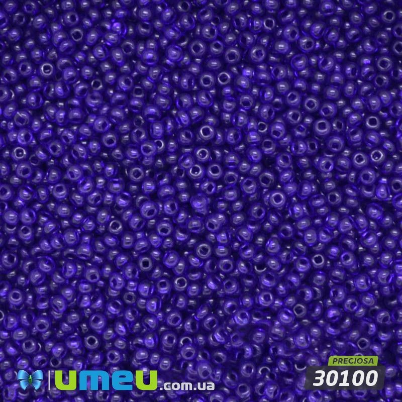 Бисер чешский 13/0, №30100, Синий темный, Прозрачный (BIS-019772)