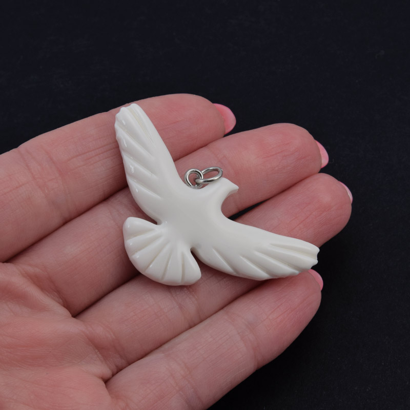 Підвіска Горлиця з полімерної глини, 50х25 мм, Біла (POD-058984)