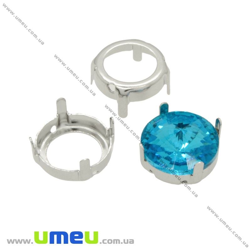 Оправа-цапы под риволи Круглая, 14 мм, Темное серебро (OSN-018518)