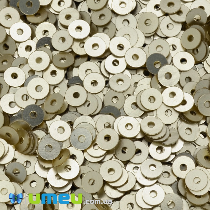 Пайетки Индия круглые плоские, 4 мм, Золотистые (PAI-037560)