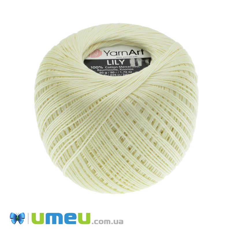 Пряжа YarnArt Lily 50 г, 225 м, Кремовая 326 (YAR-038403)