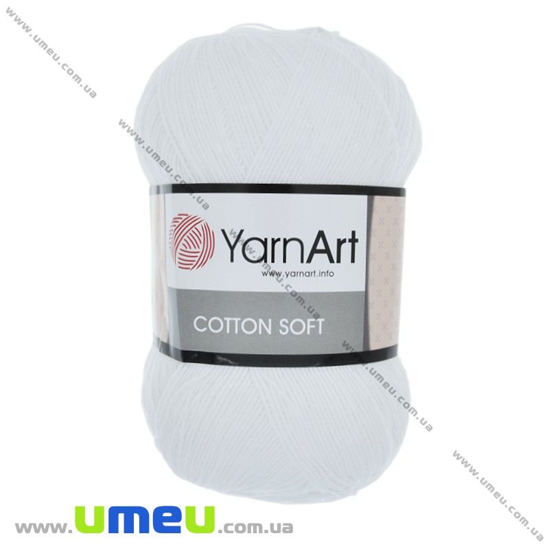 Пряжа YarnArt Cotton Soft 100 г, 600 м, Біла 62 (YAR-025429)