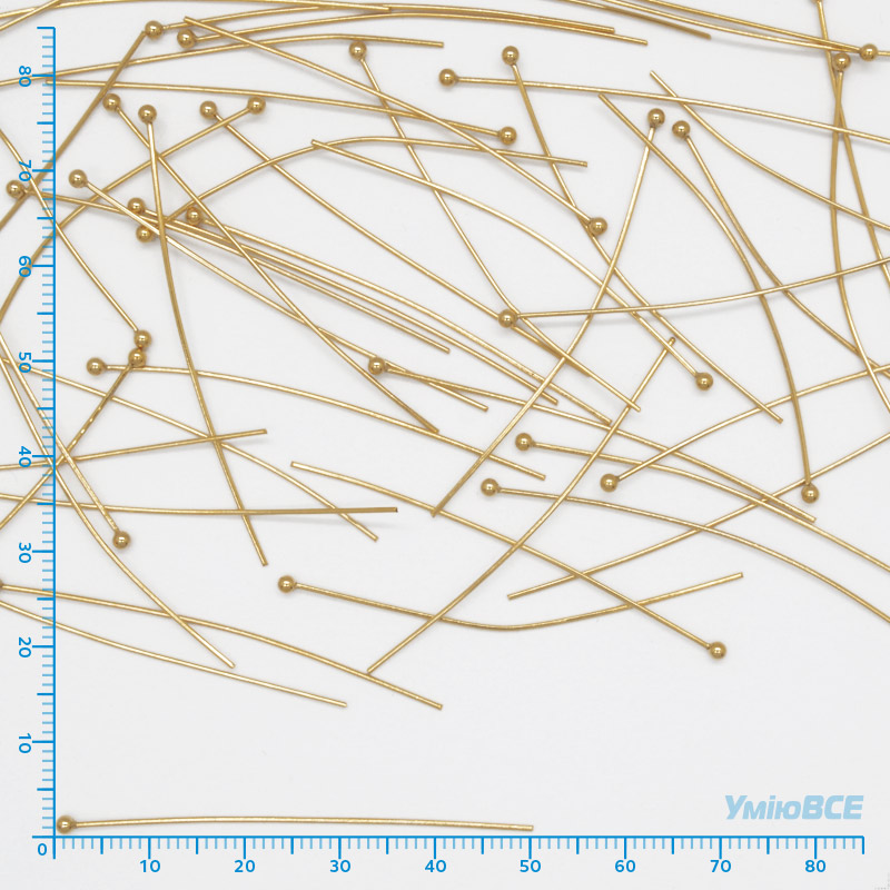 Гвоздики з кулькою з нерж. сталі, 50 мм, Покриття 24 kt (STL-056233)