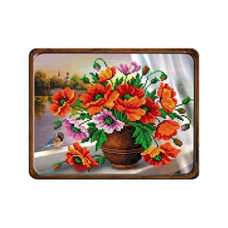 Набор алмазной живописи на картоне 25х21 см, Маки (SXM-061183)