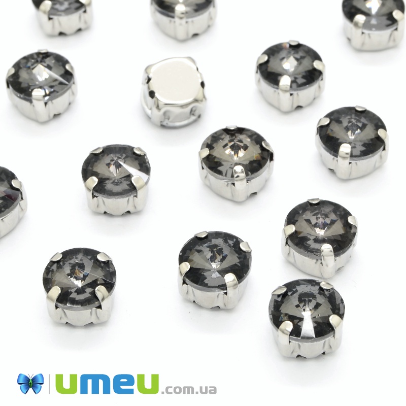 Шатон круглый 14 мм, Темное серебро, Серый (KAB-052721)