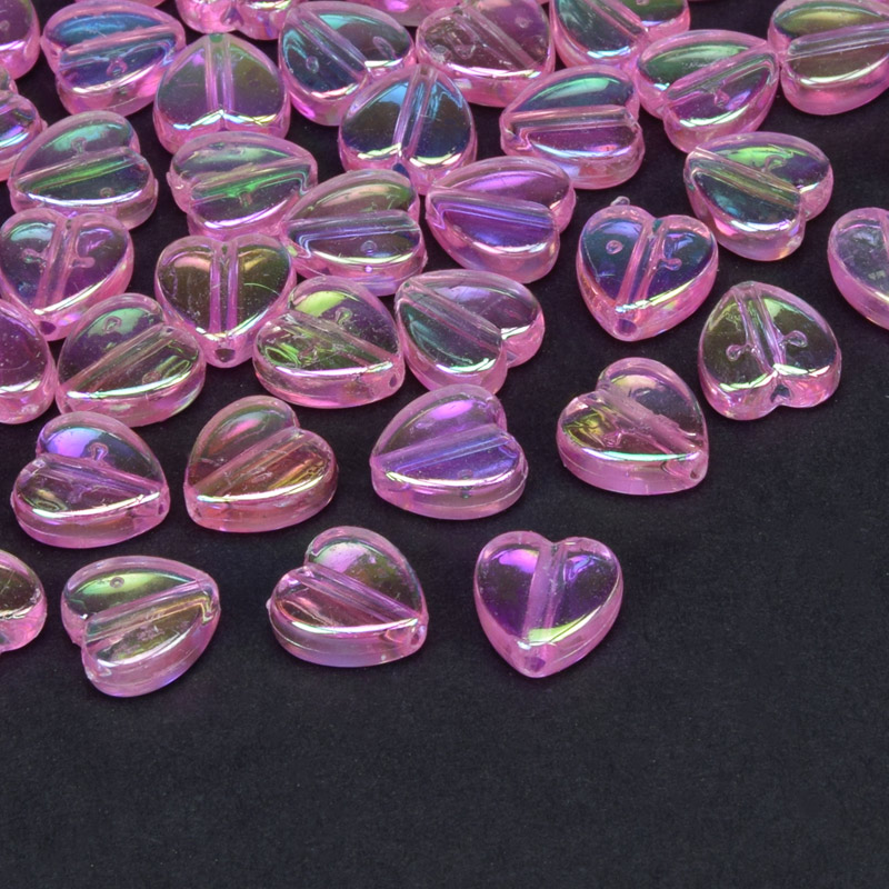 Намистини акрилові Серце, 8,5х8,5 мм, Рожеві АВ (BUS-059815)