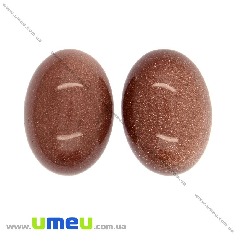 Кабошон нат. камень Авантюрин Золотой песок, Овал, 30х22 мм (KAB-012701)