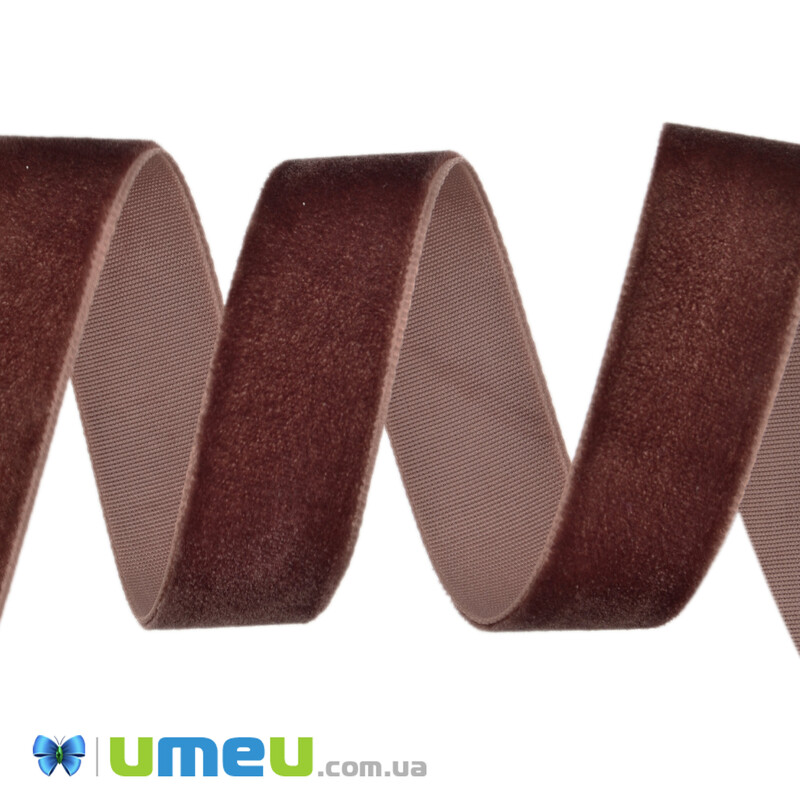 Стрічка оксамитова, 20 мм, Бордово-коричнева (LEN-042641)