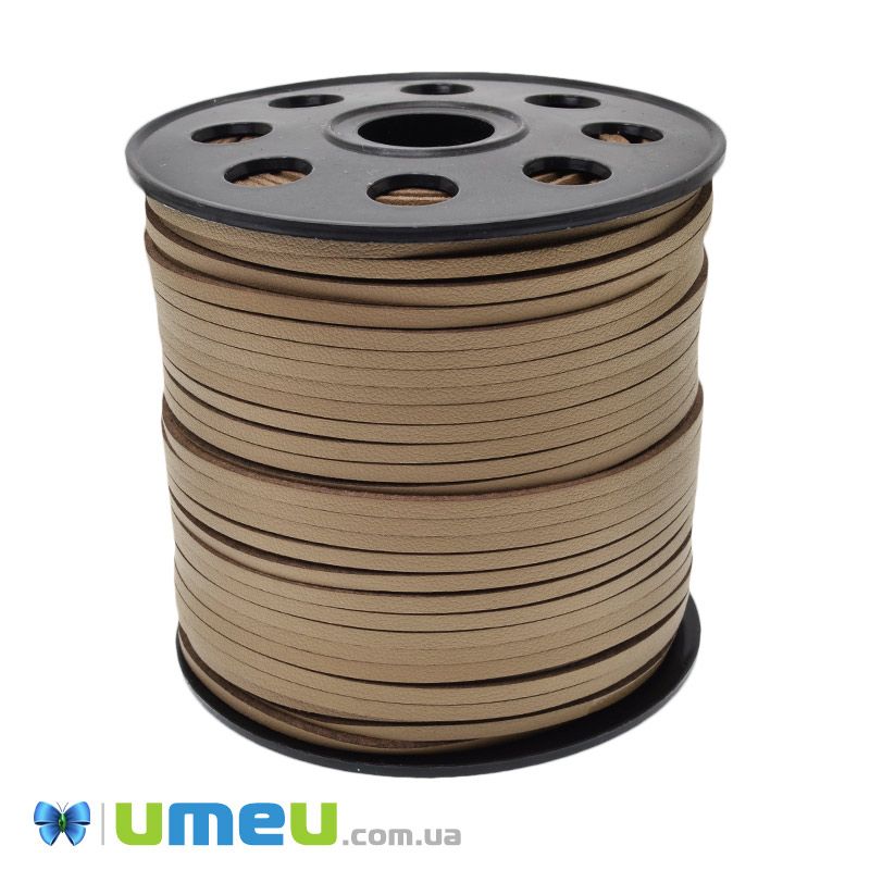 Замшево-кожаный шнур, 3 мм, Коричневый светлый (LEN-044156)