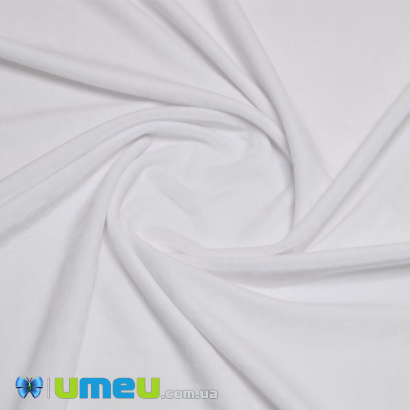 Оксамит китайський стрейчевий на трикотажі Плюшевий, Білий, 20х29 см (TKN-040574)