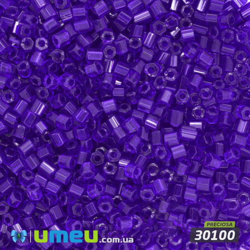 Бисер чешский Рубка 10/0, №30100, Синий прозрачный (BIS-018325)