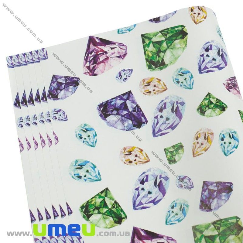 Упаковочная бумага Кристаллы, Белая, 70х100 см (UPK-032734)