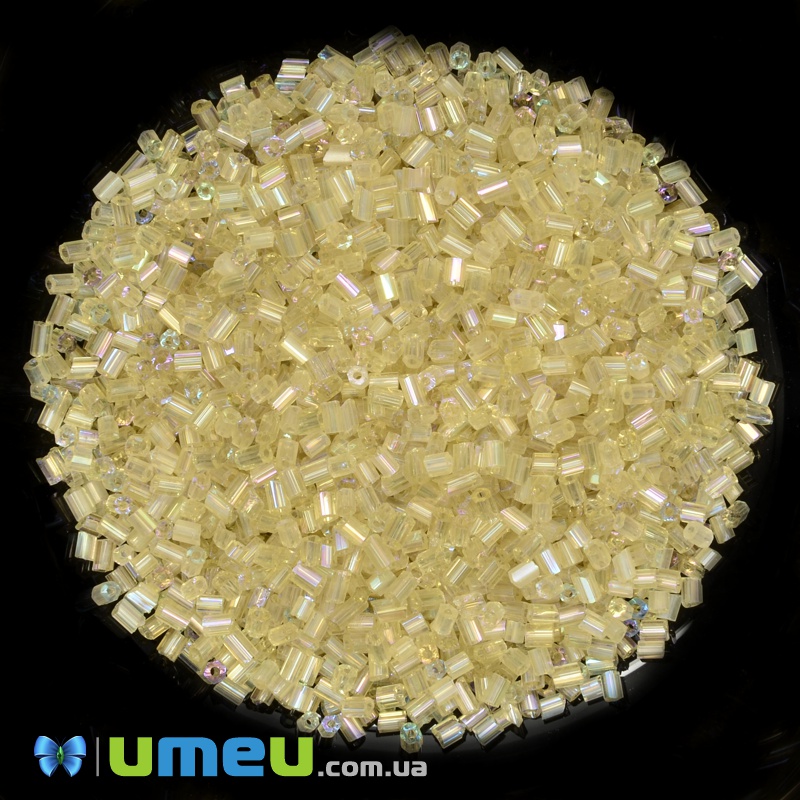 Бисер китайский рубка, 2,2 мм, Бежевый АВ прозрачный (BIS-037752)