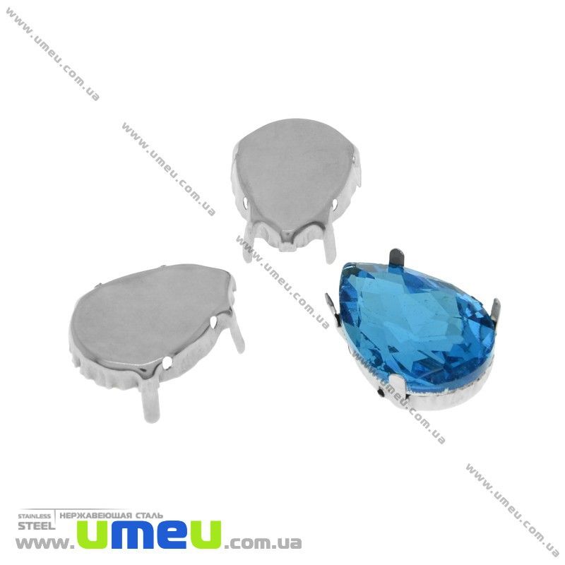 Оправа-цапи з нержавіючої сталі під Ріволі Крапля, 18х13 мм, Темне срібло (STL-029946)