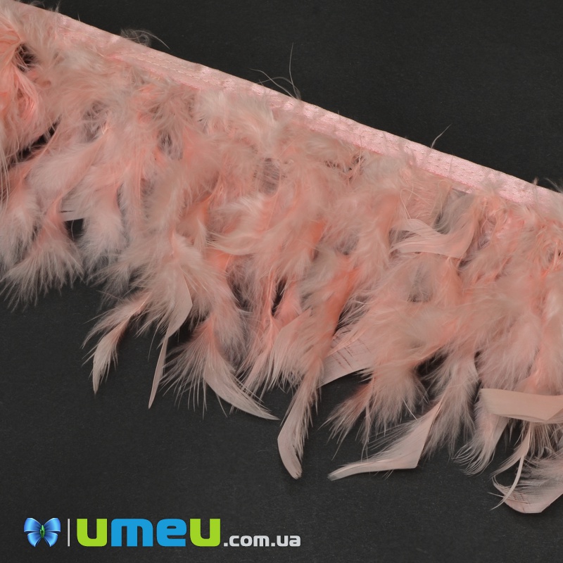 Пір'я індички на стрічці, 10-15 см, Персикові (PER-038952)