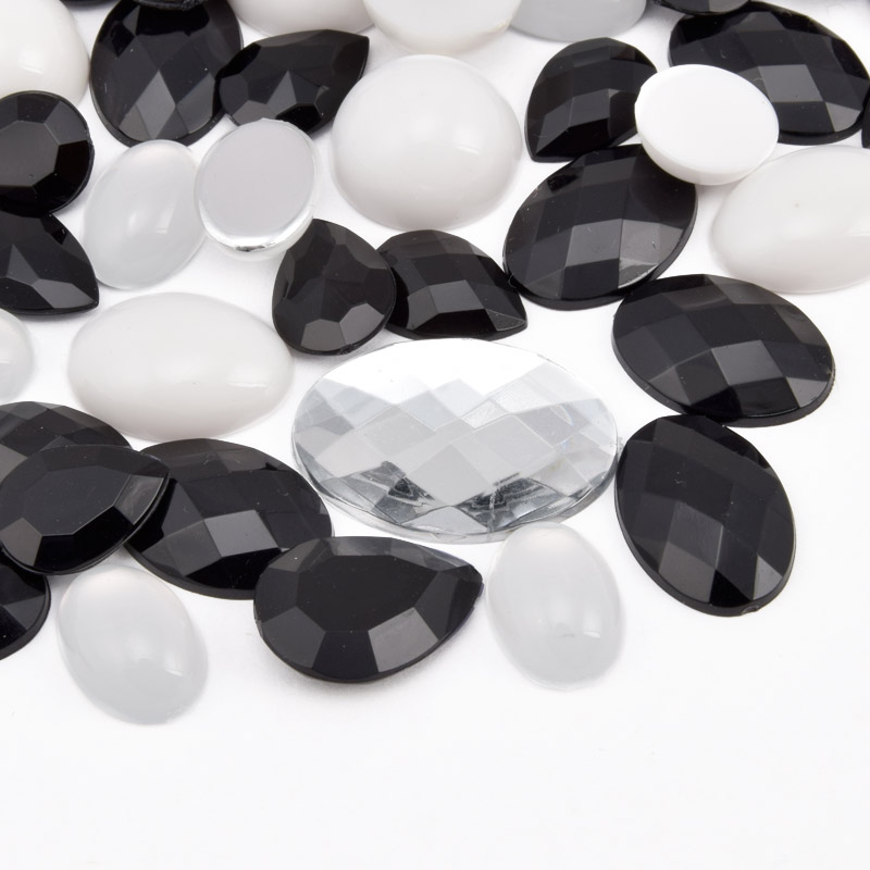 Кабошони пластикові, Мікс чорно-білий (KAB-060980)