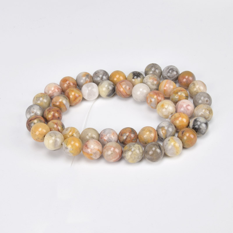 Намистини Агат мереживний (Crazy Agate), Натур. камінь, 8,5 мм, Круглі, 38 см (BUS-060730)