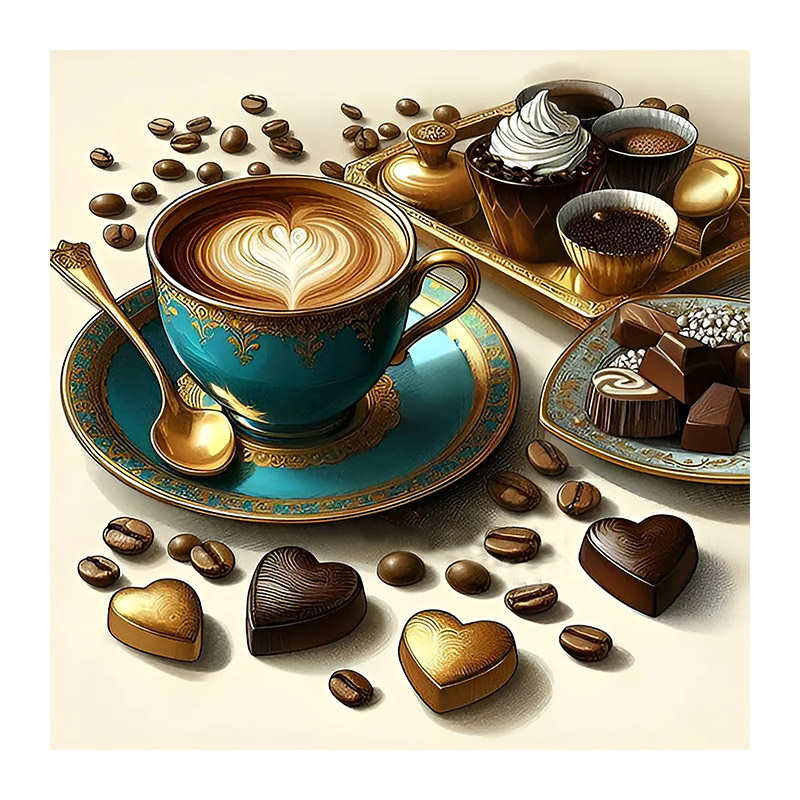 Набір алмазного живопису на підрамнику 30х30 см, Кава для закоханих (SXM-056355)