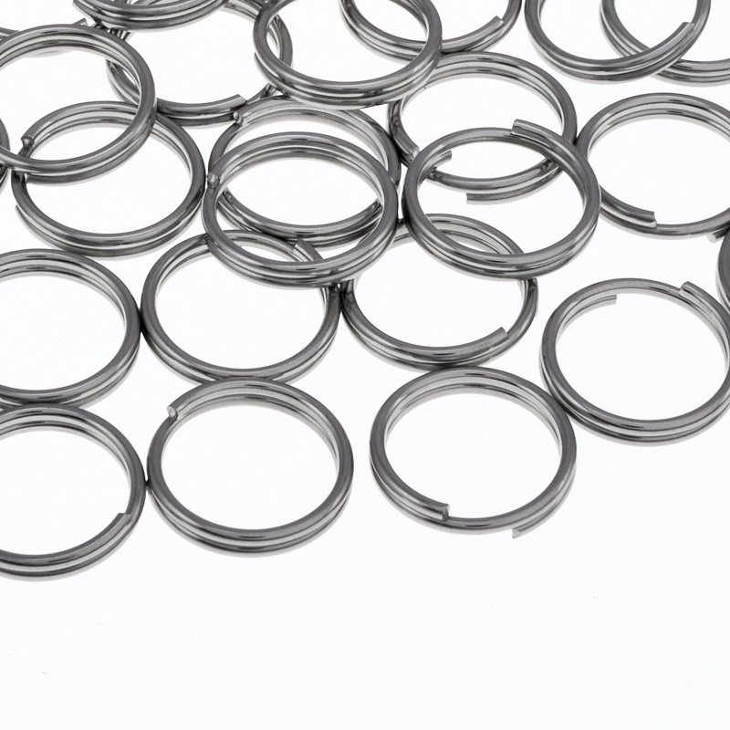 Колечки двойные из нерж. стали, 12 мм, Темное серебро (STL-055843)