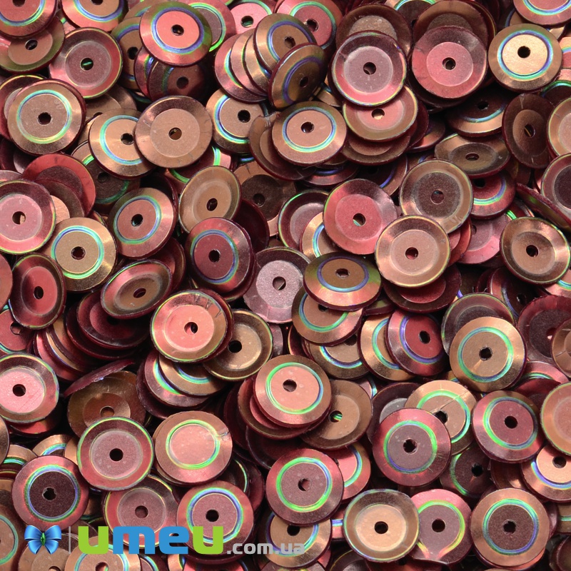 Пайетки Индия тарелочка, 7 мм, Коричневые АВ (PAI-037833)