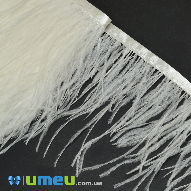 Перья страуса на ленте, 10-15 см, Белые (PER-038906)