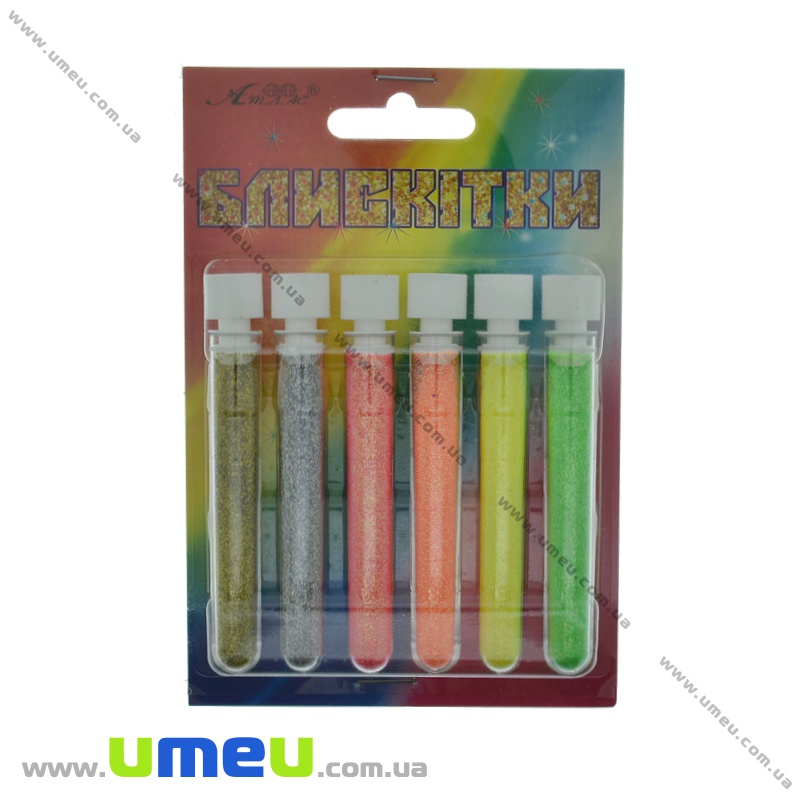 Набор глиттера в колбах, Микс, 6 цветов по 2 г (GLN-034589)